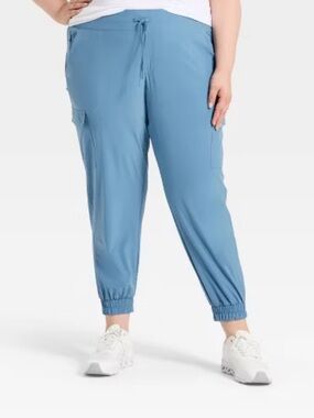 All In Motion Women's Active Light Mid-Rise Cargo Jogger Pants Steel Blue XXL